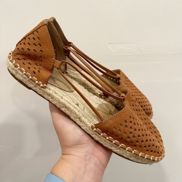 Eileen Fisher Lee 2 Almond Toe Perforated Suede Flat Espadrille Brown Size 5.5 - Picture 1 of 9
